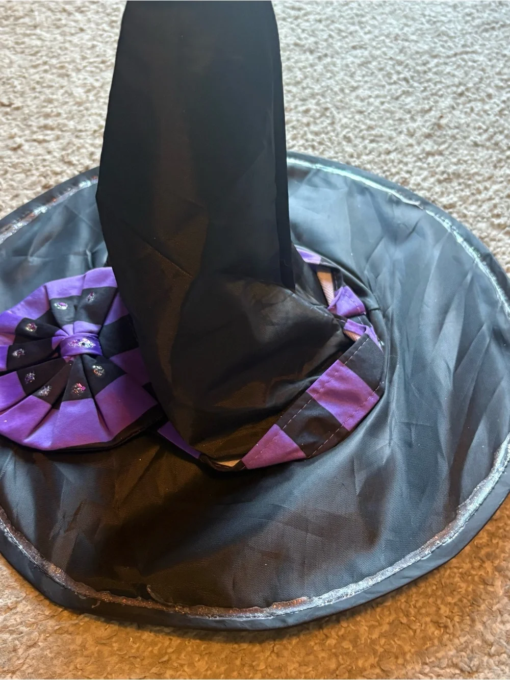 Kids Witch Hat Costume Accessory - Black and Purple Halloween